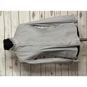 per se Carlisle black/white ruffled collar pinstriped button-up shirt Size 0